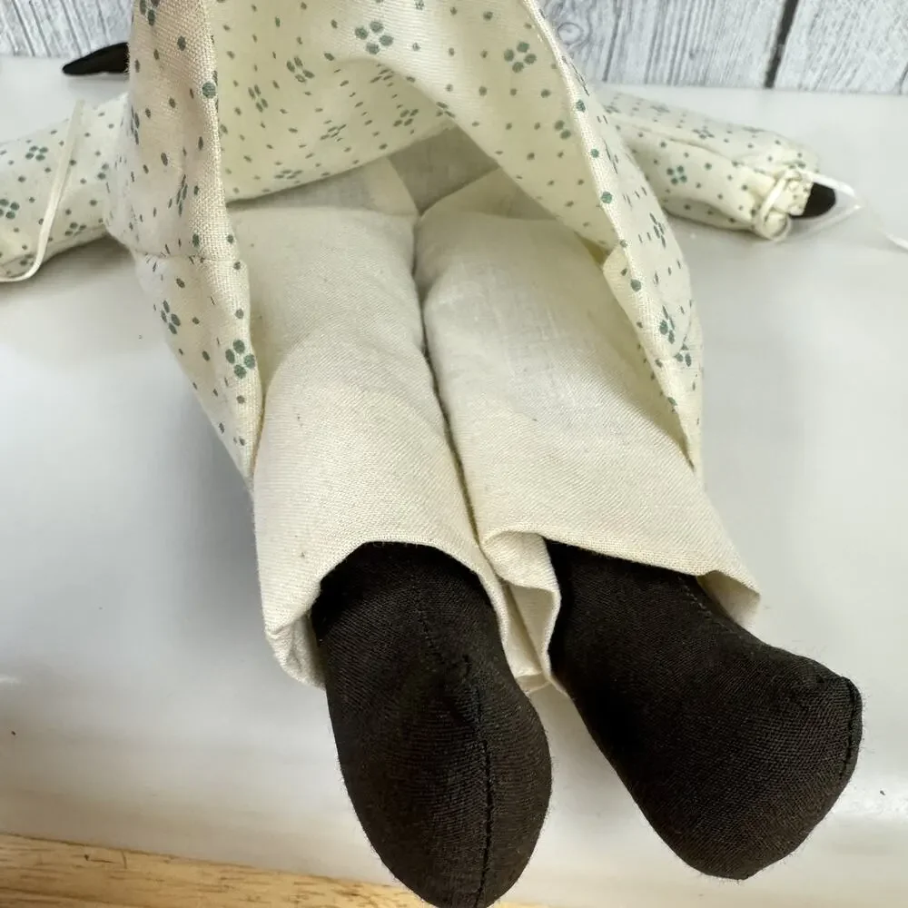 Vintage Primitive Handmade Folk Art Rabbit Bunny Country Cloth Doll 10”